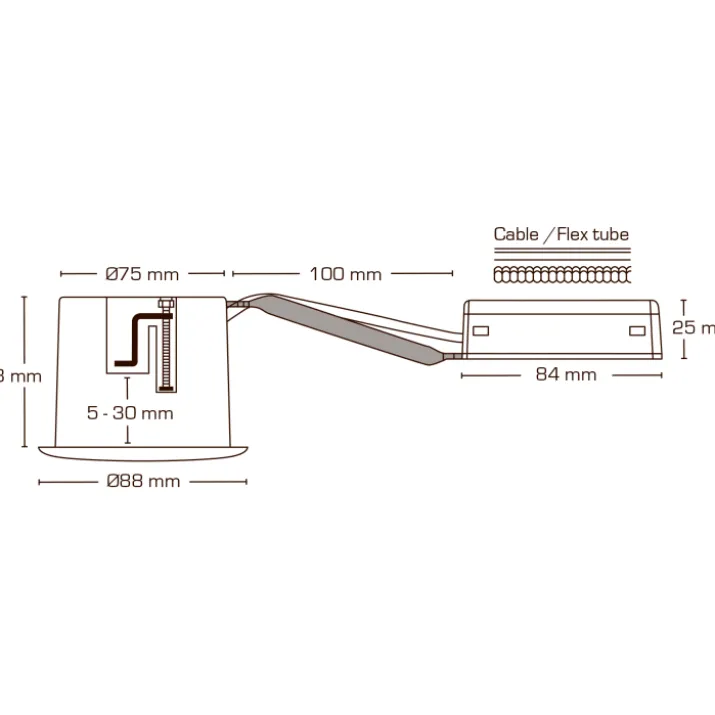 Scan Products Luna Quick Install udendørs indbygningsspot, 4000K, sort