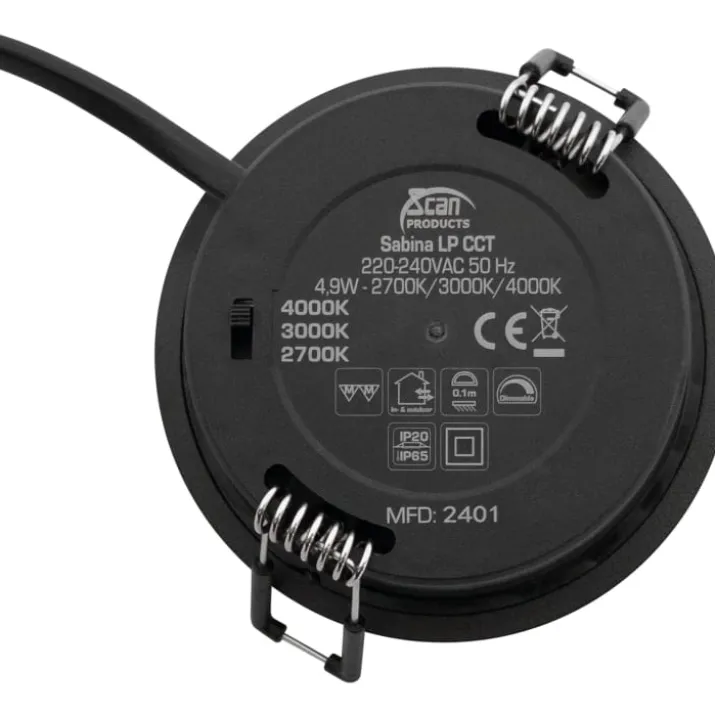Scan Products Sabina Low Profile indbygningsspot, mat sort, 6 stk