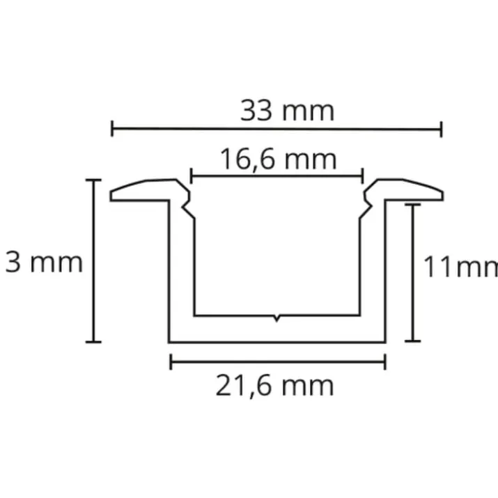 SG StripLine 1,8m LED skinne til indbyg, hvid