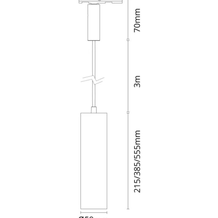 SG Zip Tube Mini 1F skinnependel, 3000K, sort