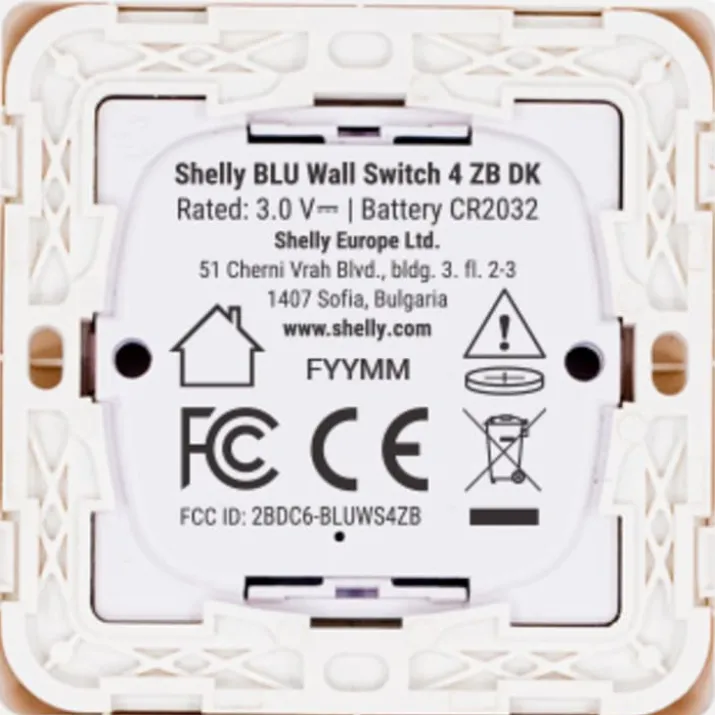 Shelly Blu batteritryk med 4 slutte, Zigbee, hvid