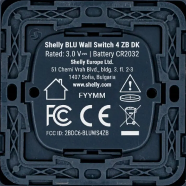 Shelly Blu batteritryk med 4 slutte, Zigbee, koksgrå