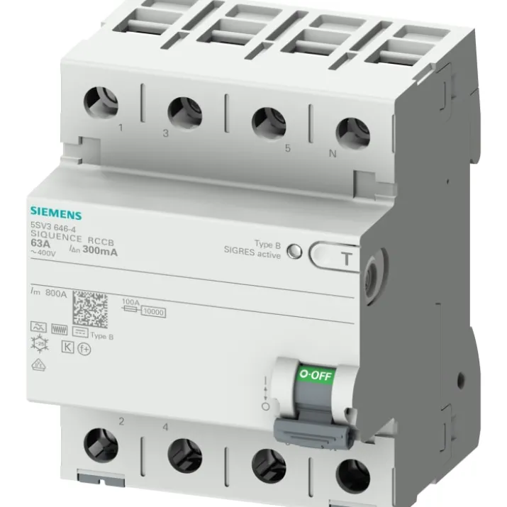 Siemens 5SV HPFI relæ B, 4P, 63A