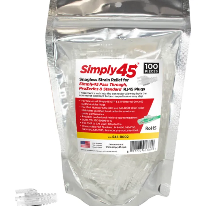 Simply45 aflaster til RJ45 CAT6 uskærmet, RJ45 CAT5 skærmet, 100 stk.