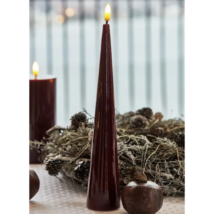 Sirius Sille kegle LED bloklys, batteri, bordeaux, H26 cm