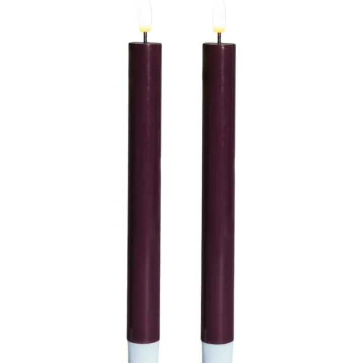 Sirius Sille LED kronelys, batteri, bordeaux, 2-pak