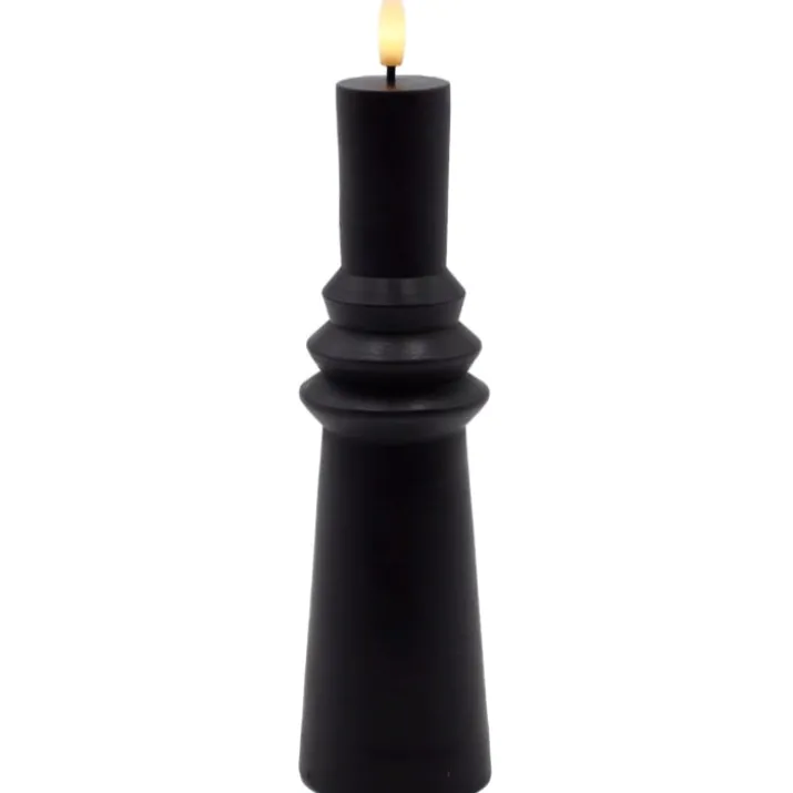 Sirius Sille Nordic Sculpture Ringet kunstig stearinlys, sort