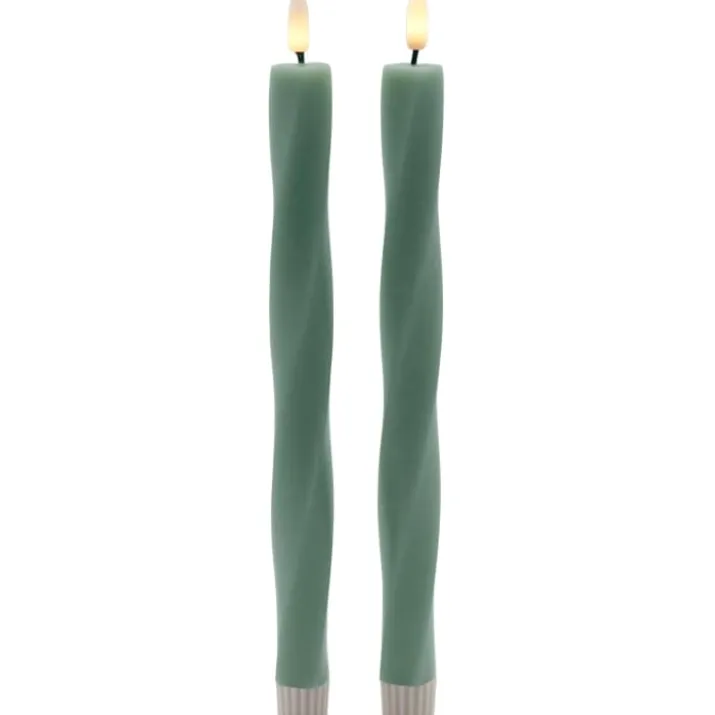 Sirius Sille Nordic Sculpture Twist kunstig stearinlys, grøn