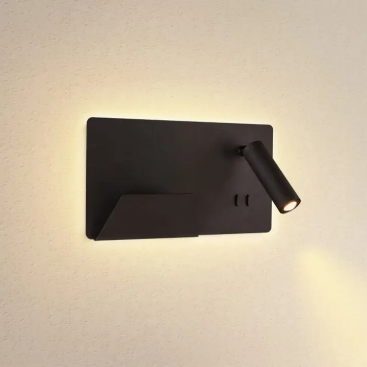 SLV Somnila USB væglampe, sort, venstre