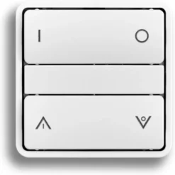 Smartkontakten Zigbee batteritryk til LK Fuga, tænd/sluk og op/ned tangenter, hvid med Baseline 50 ramme