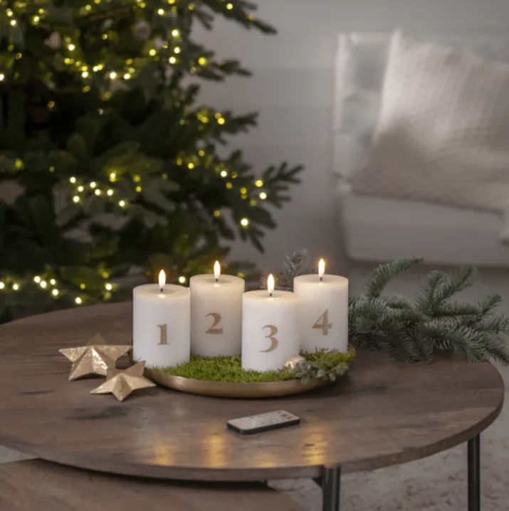 Star Trading advent LED bloklys, batteri, 12,5 cm