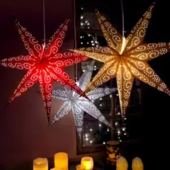 Star Trading Antique julestjerne med lys, 60 cm, guld