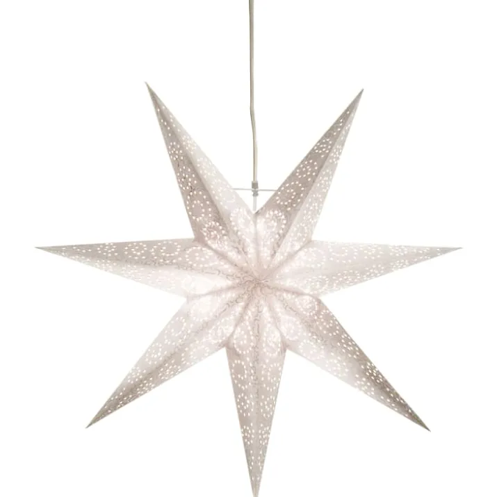 Star Trading Antique julestjerne med lys, 60 cm, hvid