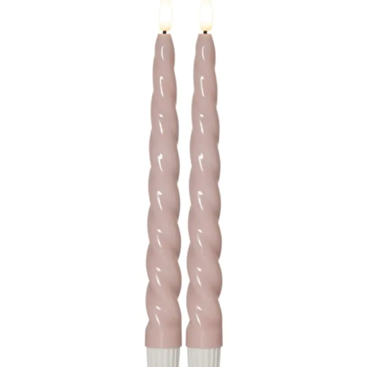 Star Trading Flamme Shine Swirl LED kronelys, batteri, lyserød