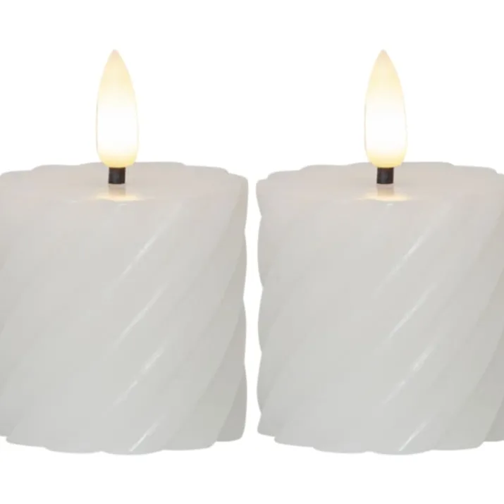 Star Trading Flamme Swirl LED bloklys, batteri, hvid