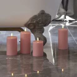 6 stk Sirius Sille LED bloklys, batteri, lyserød