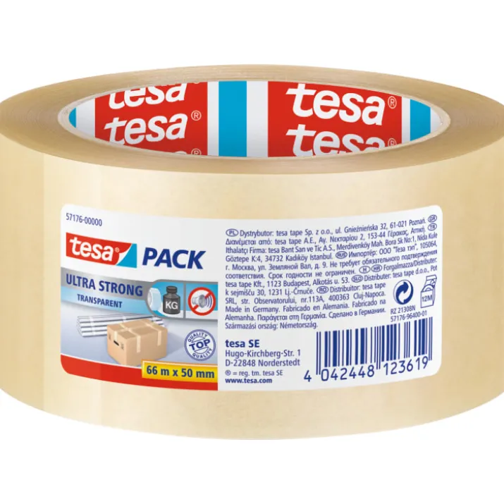 6 stk Tesa emballagetape, klar, stærk, 50 mm, 66 meter