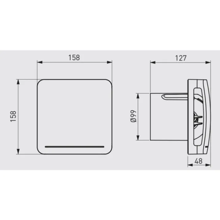4 stk Thermex Ecoair badventilator med fugtstyring Ø100 mm, hvid