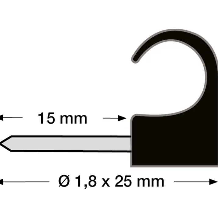 100 stk Tillex kabelclips 7-10/25 mm, sort