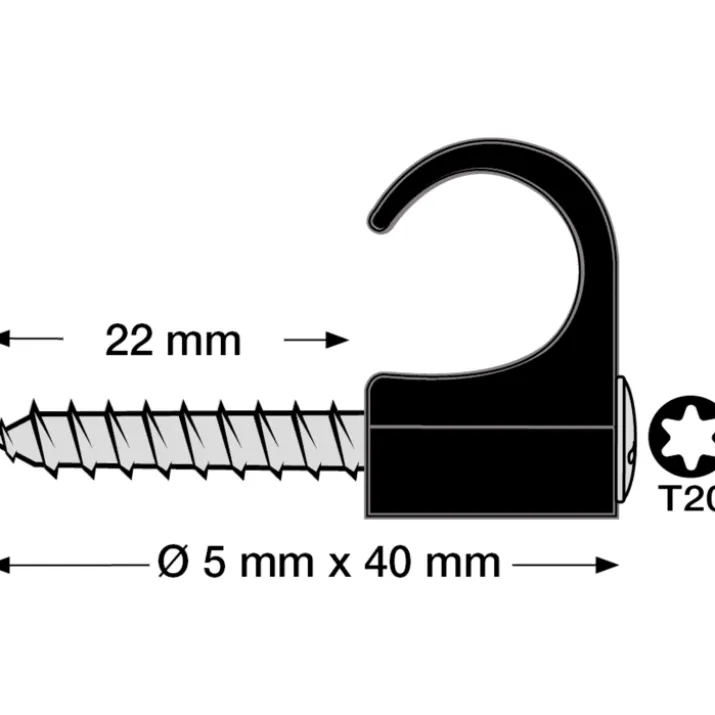 100 stk Tillex skrueclips rund, TX20, 14-18/40 mm, sort