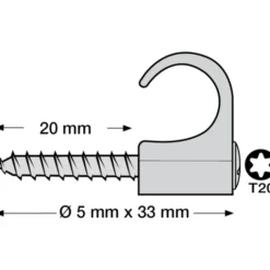 100 stk Tillex skrueclips rund, TX20, 8-12/33 mm, grå