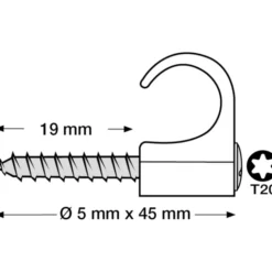 50 stk Tillex skrueclips rund, TX20, 22-26/45 mm, hvid