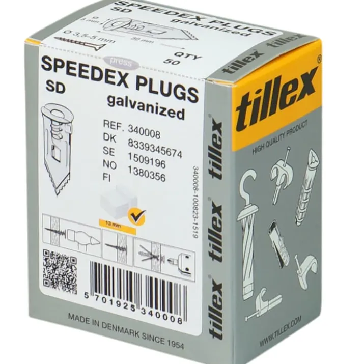 50 stk Tillex Speedx plugs til gips, 9-13 mm