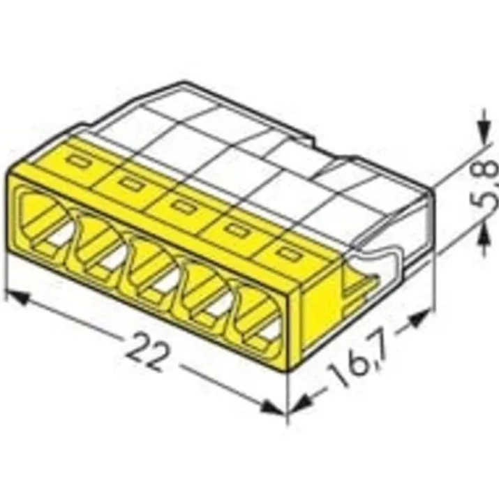 100 stk Wago skrueløse samlemuffer, 5 x 0,5-2,5 mm²