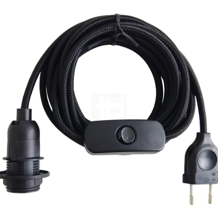 TBI ledning med E14 fatning & afbryder, sort