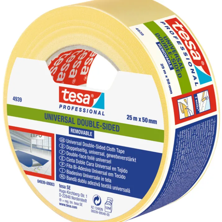 Tesa aftagelig dobbeltklæbende tape, 50 mm, 25 meter