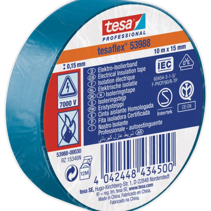 Tesa isoleringstape, blå, 15 mm, 10 meter