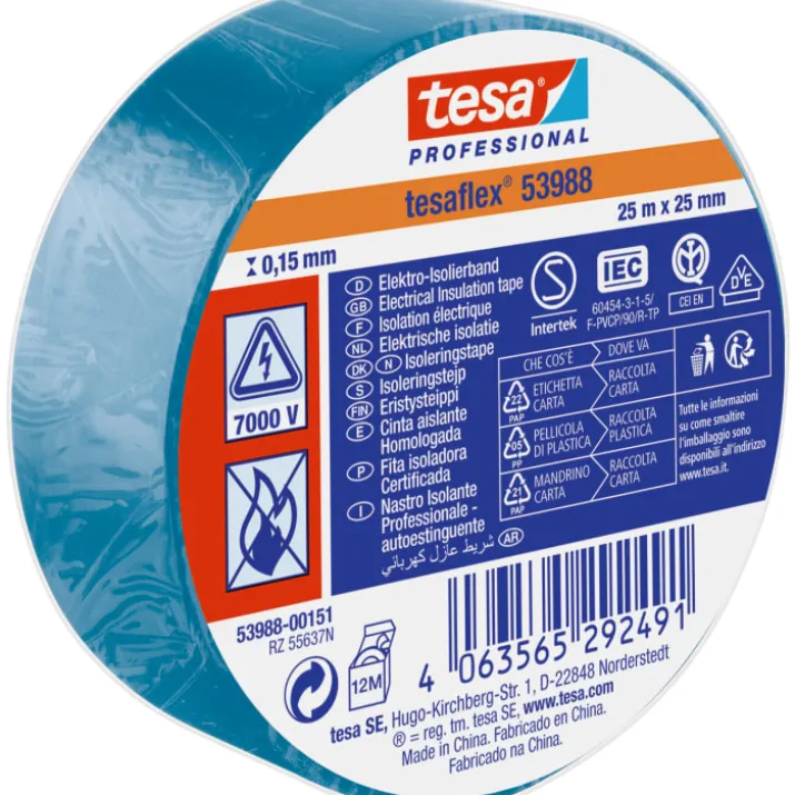 Tesa isoleringstape, blå, 25 mm, 25 meter