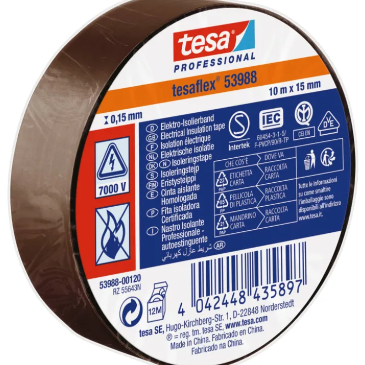 Tesa isoleringstape, brun, 15 mm, 10 meter