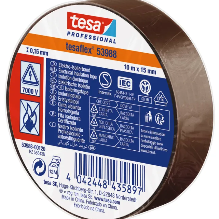 Tesa isoleringstape, brun, 15 mm, 10 meter