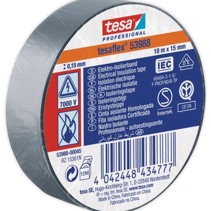 Tesa isoleringstape, grå, 15 mm, 10 meter