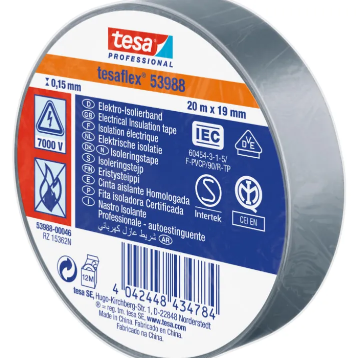 Tesa isoleringstape, grå, 19 mm, 20 meter