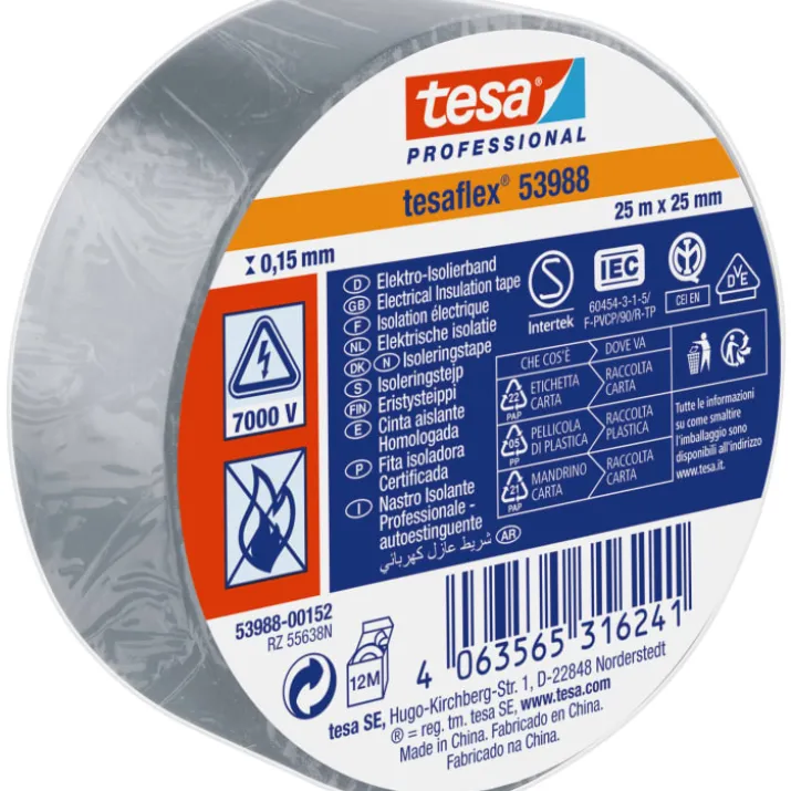 Tesa isoleringstape, grå, 25 mm, 25 meter