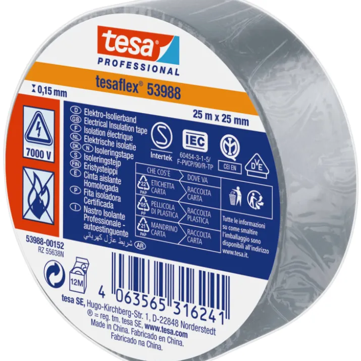 Tesa isoleringstape, grå, 25 mm, 25 meter