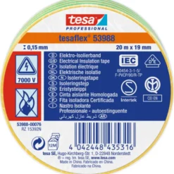 Tesa isoleringstape, gul/grøn, 19 mm, 20 meter