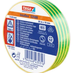 Tesa isoleringstape, gul/grøn, 19 mm, 20 meter