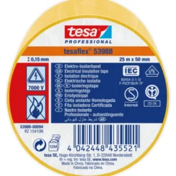 Tesa isoleringstape, gul, 50 mm, 25 meter