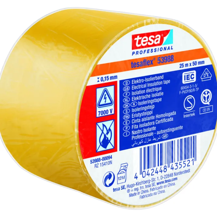 Tesa isoleringstape, gul, 50 mm, 25 meter