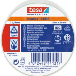 Tesa isoleringstape, hvid, 25 mm, 25 meter