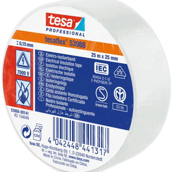 Tesa isoleringstape, hvid, 25 mm, 25 meter