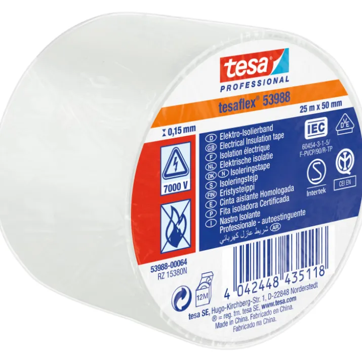 Tesa isoleringstape, hvid, 50 mm, 25 meter
