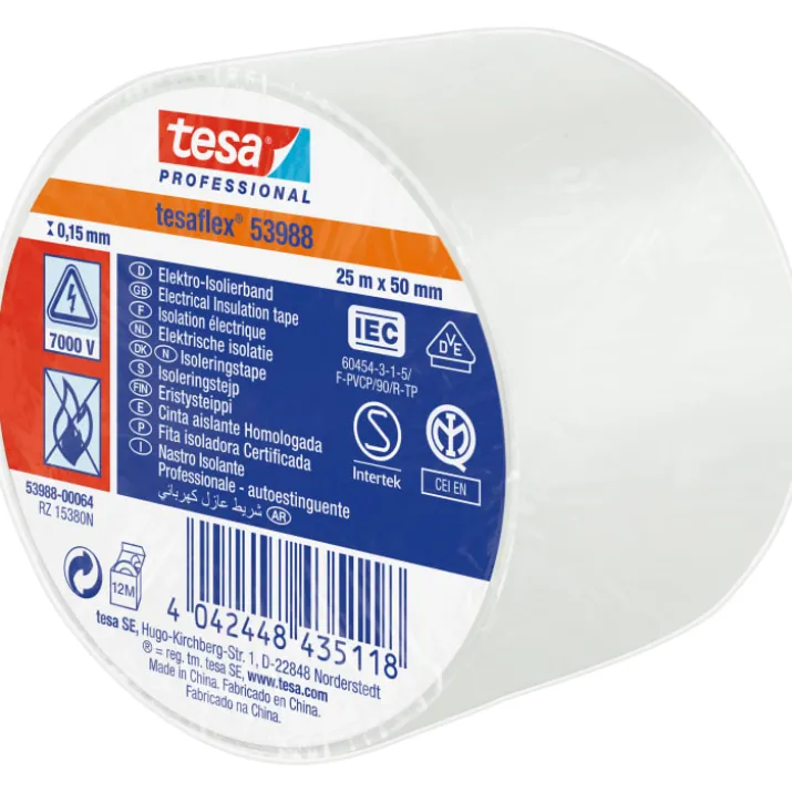Tesa isoleringstape, hvid, 50 mm, 25 meter