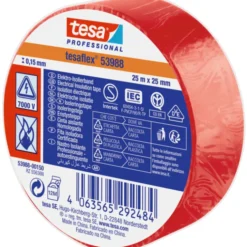 Tesa isoleringstape, rød, 25 mm, 25 meter