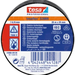 Tesa isoleringstape, sort, 25 mm, 25 meter