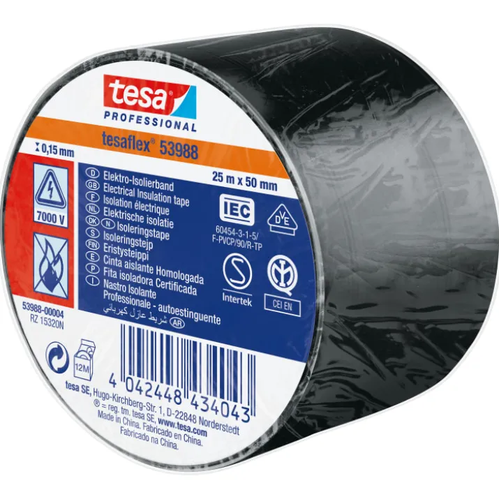 Tesa isoleringstape, sort, 50 mm, 25 meter