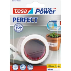 Tesa Perfect lærredstape, hvid, 19 mm, 2,75 meter